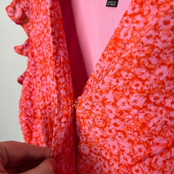 Rachel Zoe Floral Flutter Sleeve A-Line Dress in Pink and Orange Size 8 - Picture 8 of 16